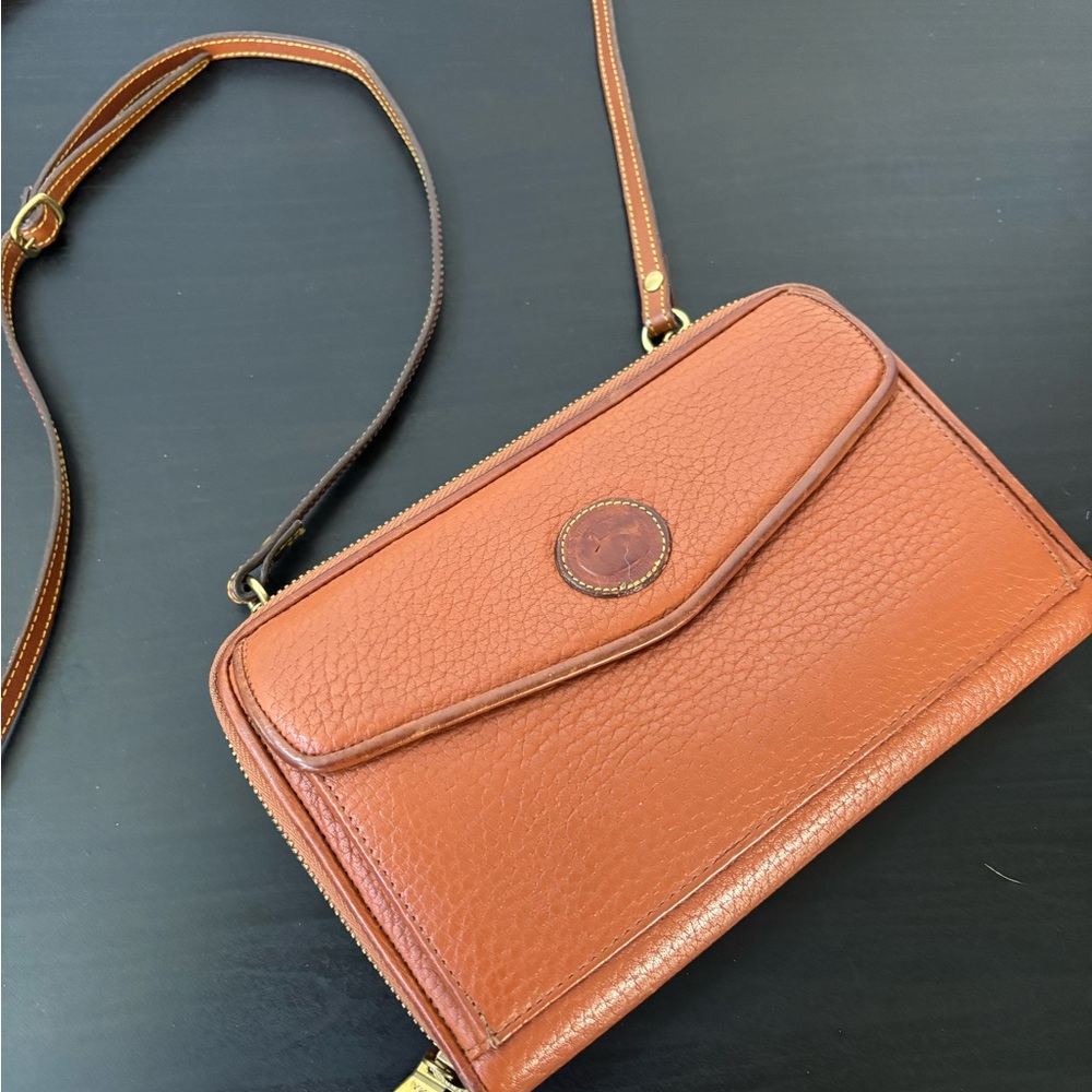 Vintage Dooney and Bourke All- Weather Leather Zip-along Wallet on a string